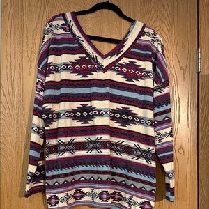 White Birch Multicolor Aztec Print Blouse